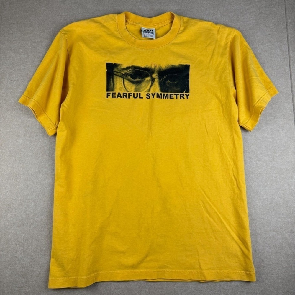 Vintage Pro Fearful Symmetry Tee Mens L Yellow Graphic Statement Art Shirt